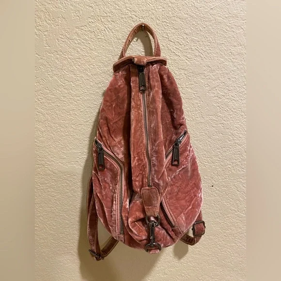 Velvet pink backpack deals